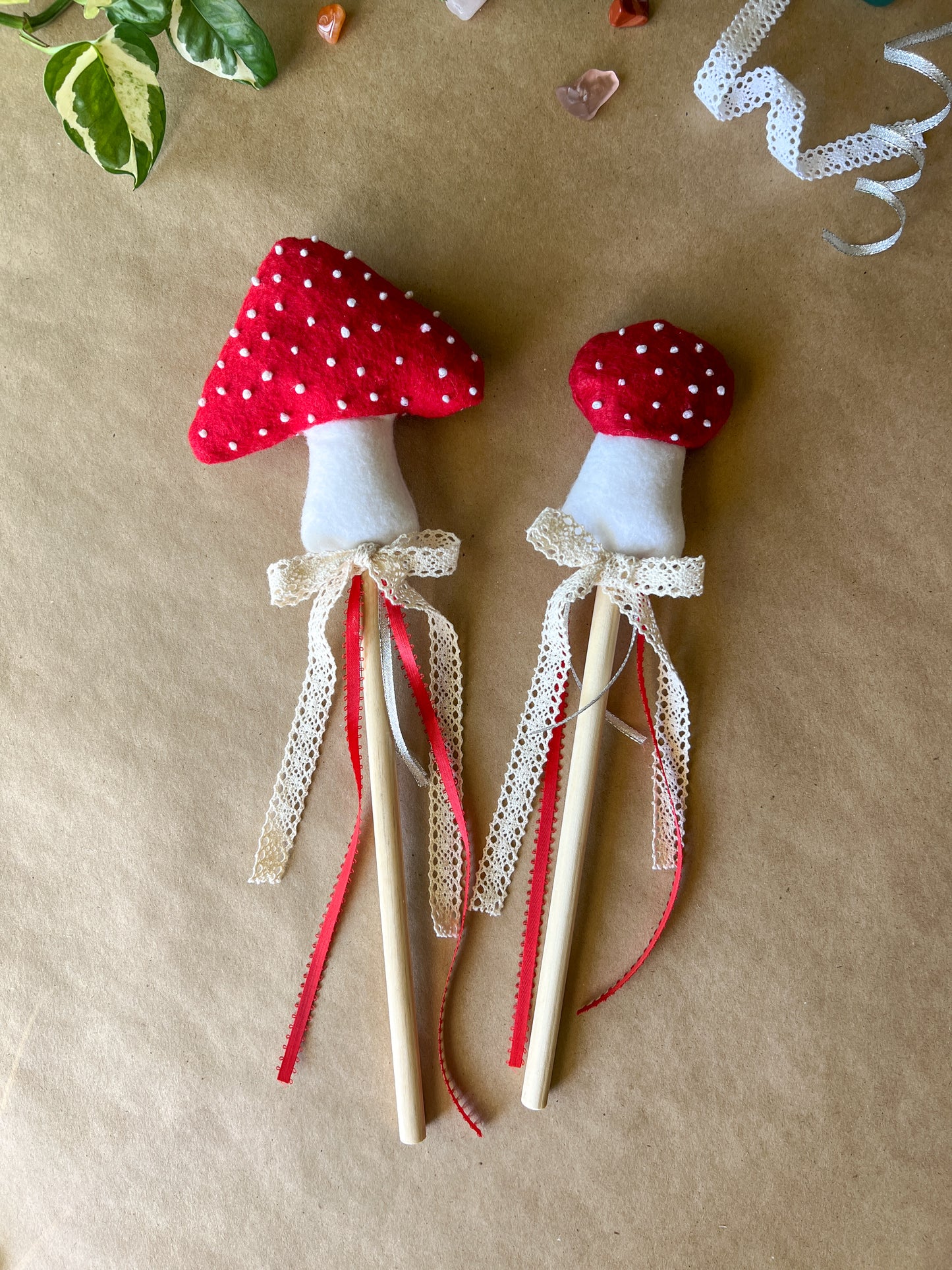 Magical Mushroom Fairy Wand - Red
